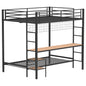 Campus Metal Full Over Twin Workstation Bunk Bed Matte Black