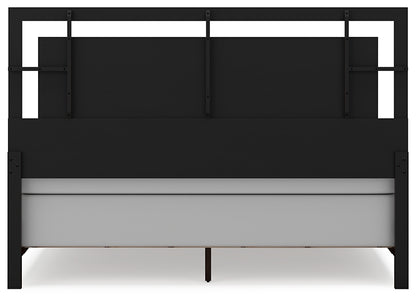 Covetown King Panel Bed with Mirrored Dresser, Chest and Nightstand