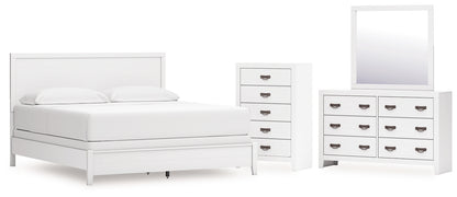 Binterglen California King Panel Bed with Mirrored Dresser and Chest