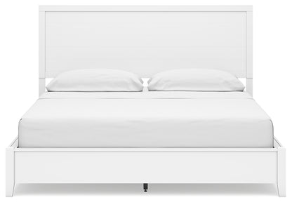 Binterglen California King Panel Bed with Mirrored Dresser, Chest and Nightstand