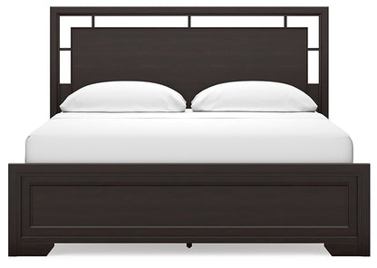 Covetown California King Panel Bed with Mirrored Dresser, Chest and Nightstand