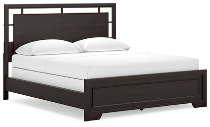 Covetown California King Panel Bed with Mirrored Dresser, Chest and Nightstand