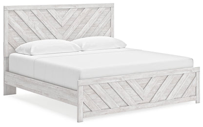 Cayboni King Panel Bed with Mirrored Dresser and Chest