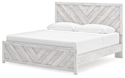 Cayboni King Panel Bed with Mirrored Dresser and Chest
