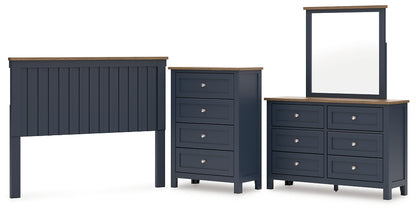 Landocken Queen Panel Headboard with Mirrored Dresser and Chest