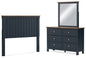 Landocken Full Panel Headboard with Mirrored Dresser