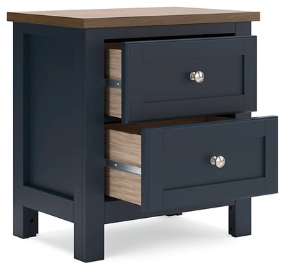 Landocken Twin Panel Headboard with Mirrored Dresser and Nightstand