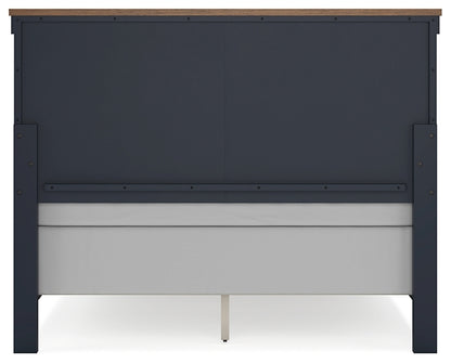 Landocken Queen Panel Headboard with Mirrored Dresser, Chest and Nightstand