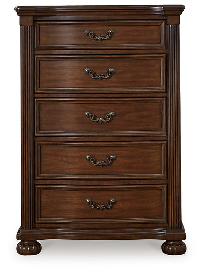 Lavinton King Poster Bed with Mirrored Dresser, Chest and Nightstand