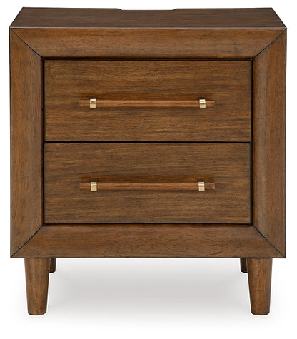 Lyncott Queen Upholstered Bed with Mirrored Dresser, Chest and Nightstand
