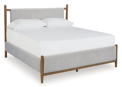 Lyncott California King Upholstered Bed with Mirrored Dresser, Chest and Nightstand