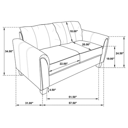 Davis 2-piece Upholstered Rolled Arm Sofa Grey