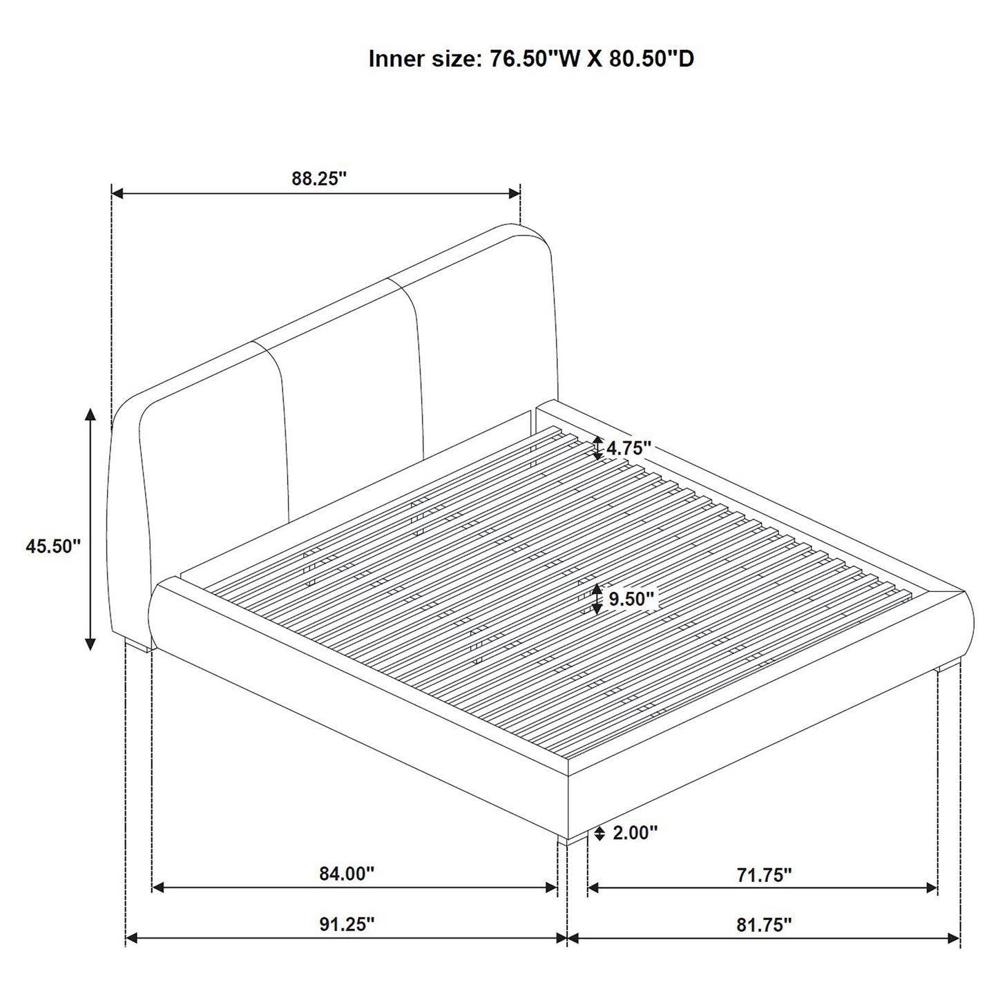 Mokena 46-inch Upholstered Eastern King Platform Bed Taupe