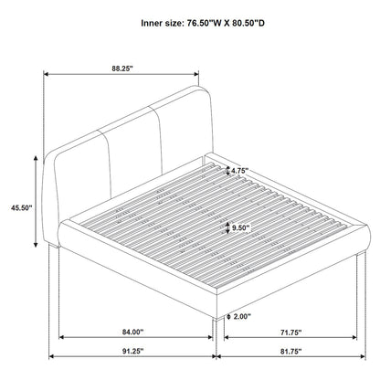Mokena 46-inch Upholstered Eastern King Platform Bed Brown