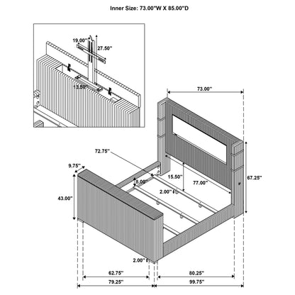 Tisdall California King Flame Visualizer TV Bed Black