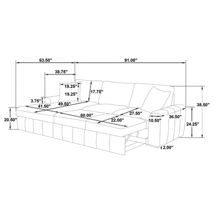 Pastrana Upholstered Sleeper Sectional Sofa LAF Chaise Grey
