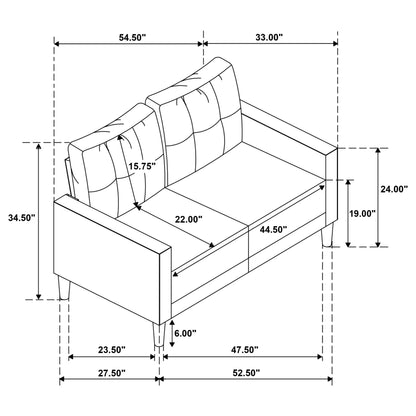 Bowen II 3-piece Upholstered Track Arm Sofa Set Steel Grey