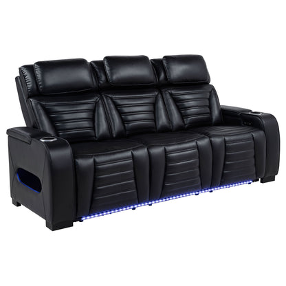 Zuma 2-piece Faux Leather Dual Power LED Sofa Set Black
