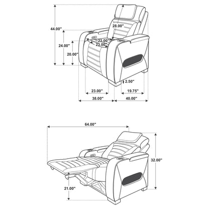 Zuma Faux Leather Upholstered Dual Power LED Recliner Black