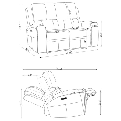 Brickston 3-piece Triple Power Reclining Sofa Set Charcoal