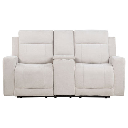 Kennett Chenille Upholstered Power Reclining Loveseat Ivory