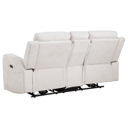 Kennett Chenille Upholstered Power Reclining Loveseat Ivory