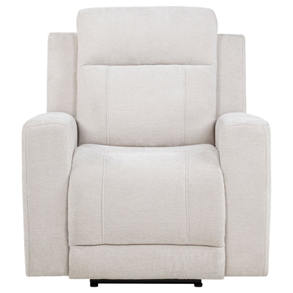Kennett Chenille Upholstered Power Recliner Chair Ivory