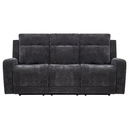 Kennett Chenille Upholstered Power Reclining Sofa Dark Grey