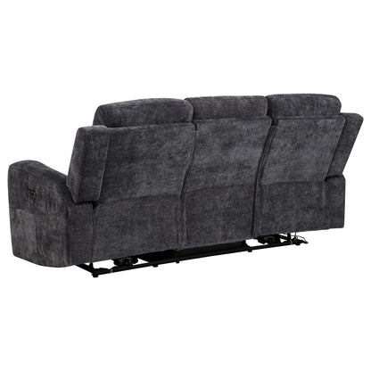 Kennett Chenille Upholstered Power Reclining Sofa Dark Grey