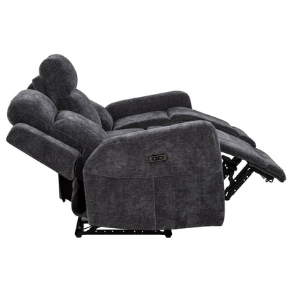 Kennett Chenille Upholstered Power Reclining Sofa Dark Grey
