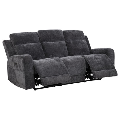 Kennett 2-piece Chenille Power Reclining Sofa Set Dark Grey