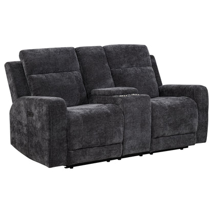Kennett 2-piece Chenille Power Reclining Sofa Set Dark Grey