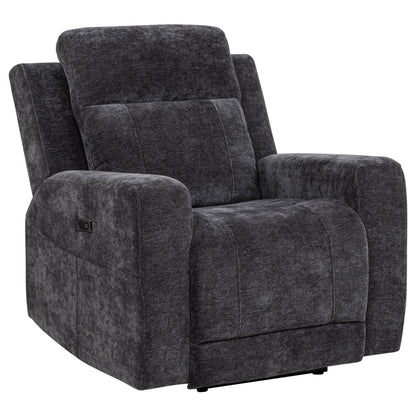 Kennett 3-piece Chenille Power Reclining Sofa Set Dark Grey
