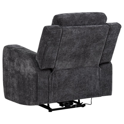 Kennett 3-piece Chenille Power Reclining Sofa Set Dark Grey