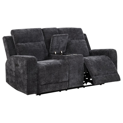 Kennett Chenille Upholstered Power Reclining Loveseat Grey