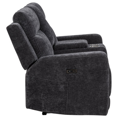 Kennett Chenille Upholstered Power Reclining Loveseat Grey