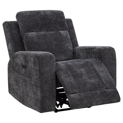 Kennett Chenille Upholstered Power Recliner Chair Dark Grey