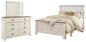 Willowton Queen Panel Bed with Mirrored Dresser