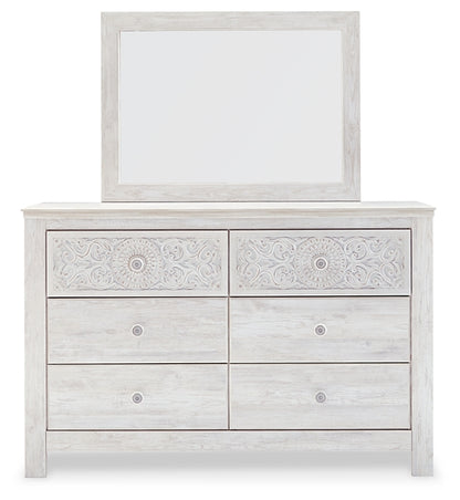 Paxberry Queen Panel Bed with Mirrored Dresser