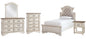 Realyn Twin Panel Bed with Mirrored Dresser, Chest and Nightstand