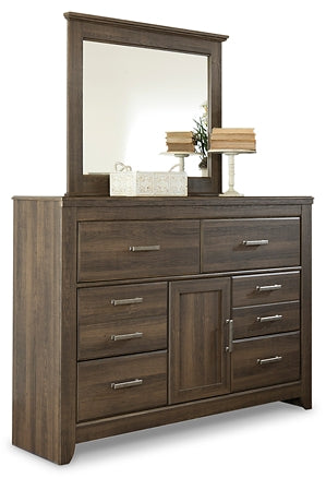 Juararo King/California King Panel Headboard Bed with Mirrored Dresser