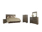 Juararo King/California King Panel Headboard Bed with Mirrored Dresser, Chest and Nightstand