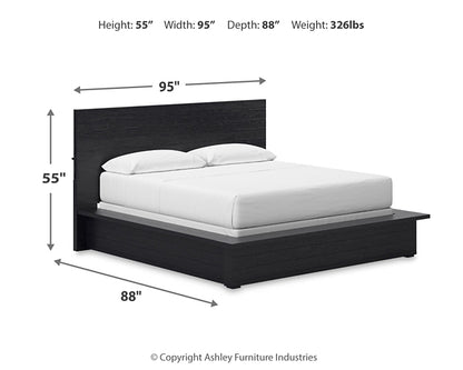 Londer California King Panel Bed with Mirrored Dresser and Chest