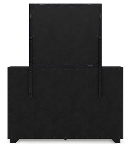 Londer King Panel Bed with Mirrored Dresser and Chest