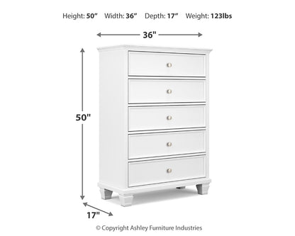 Fortman Full Panel Bed with Mirrored Dresser and Chest