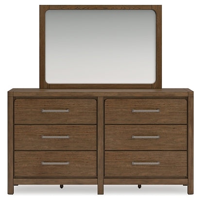 Cabalynn Queen Panel Bed with Storage with Mirrored Dresser and Chest