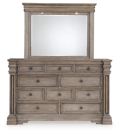 Blairhurst Queen Panel Bed with Mirrored Dresser and Chest