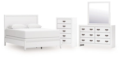Binterglen Queen Panel Bed with Mirrored Dresser and Chest
