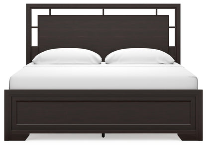 Covetown King Panel Bed with Mirrored Dresser and Chest