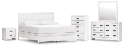 Binterglen California King Panel Bed with Mirrored Dresser, Chest and Nightstand
